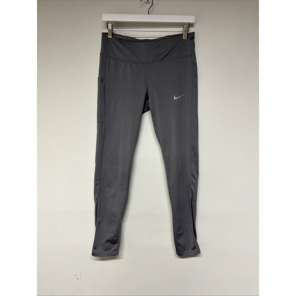 Nike Dri-fit Leggings Size M Womens Mid Rise Activewear Casual Gray